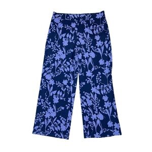 Isaac Mizrahi Live Wide Leg Pull On Floral Pants Blue Purple Size Large